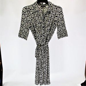 Laundry |  Black & Tan Ruched Printed Shirt Dress